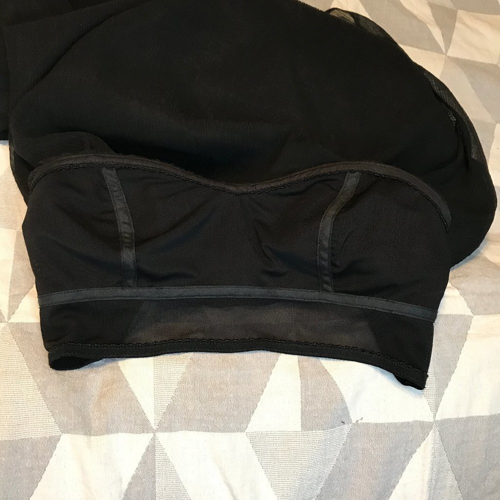 CLEARANCE! NWT Elizabeth & James Small Strapless Crepe Chiffon Dress Black LBD - Picture 7 of 9